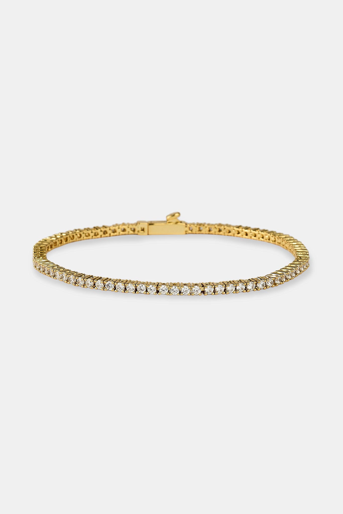 Clear CZ Tennis Bracelet - 2mm - Gold